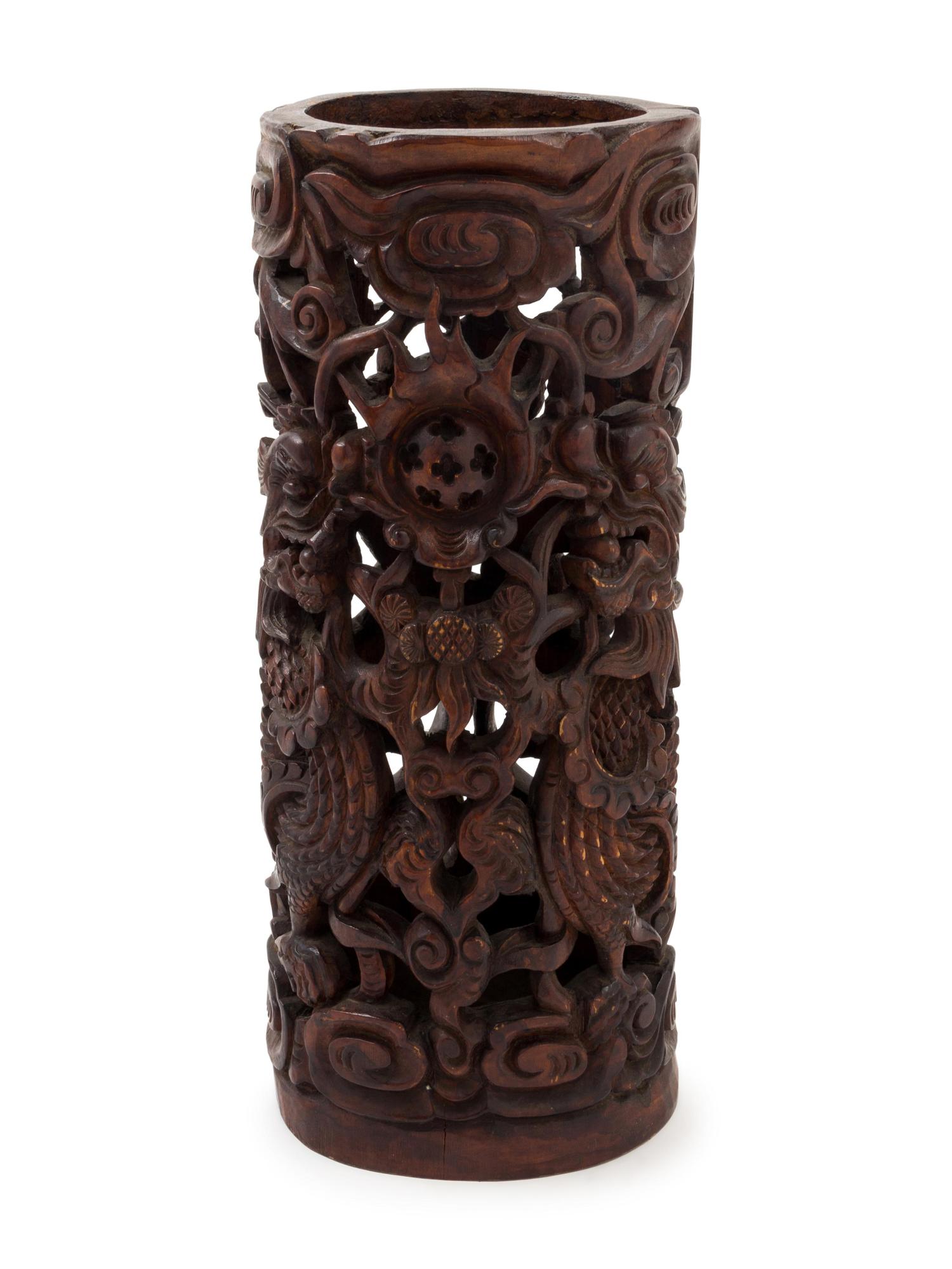 A Chinese Reticulated Bamboo Brush Pot