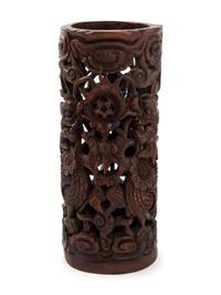 A Chinese Reticulated Bamboo Brush Pot