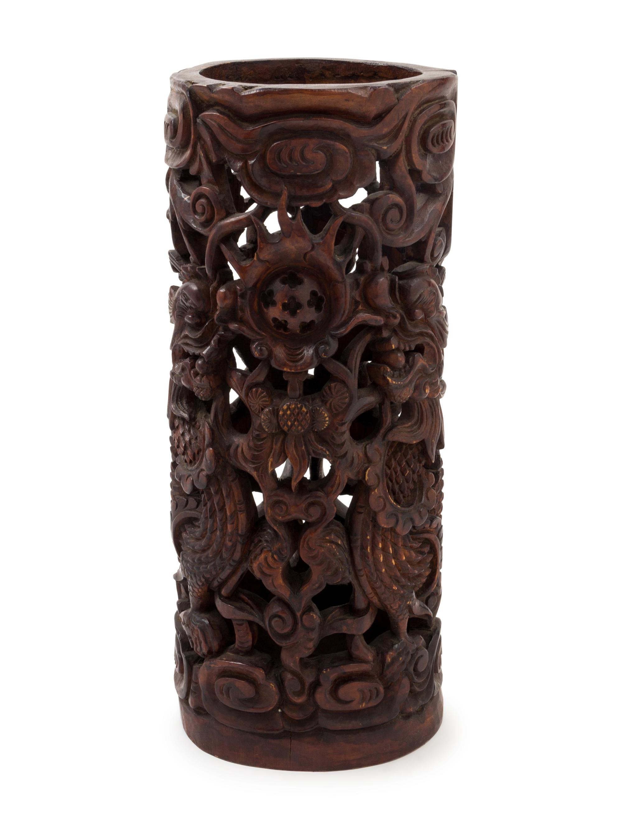 A Chinese Reticulated Bamboo Brush Pot
