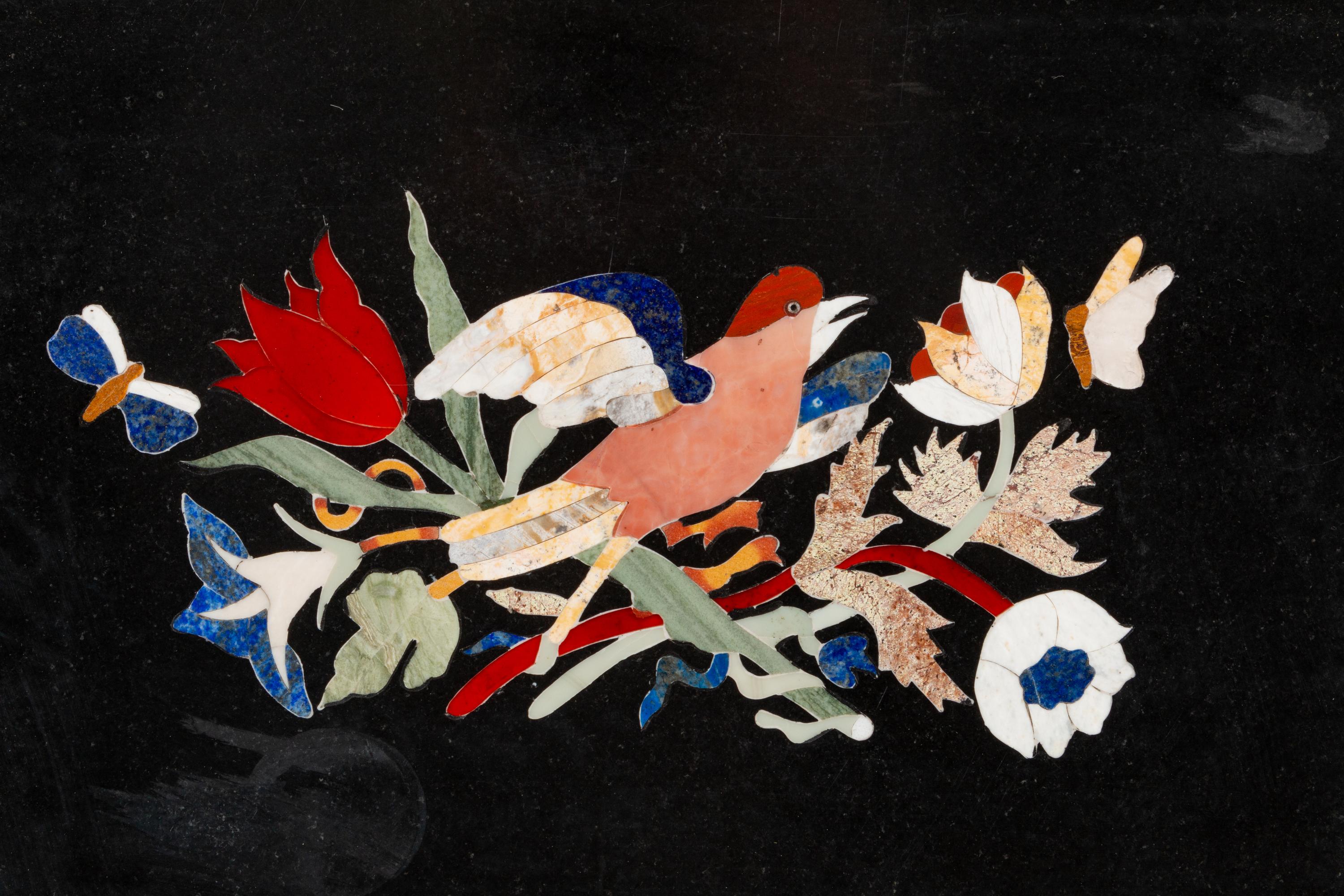 A Set of Four Pietra Dura Plaques in Giltwood Frames