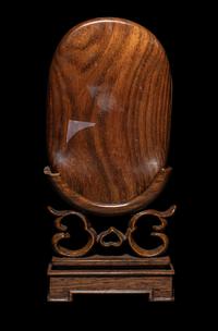 A Chinese White Jade Inset Hardwood Table Screen