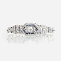 An Art Deco diamond, sapphire, and platinum bracelet