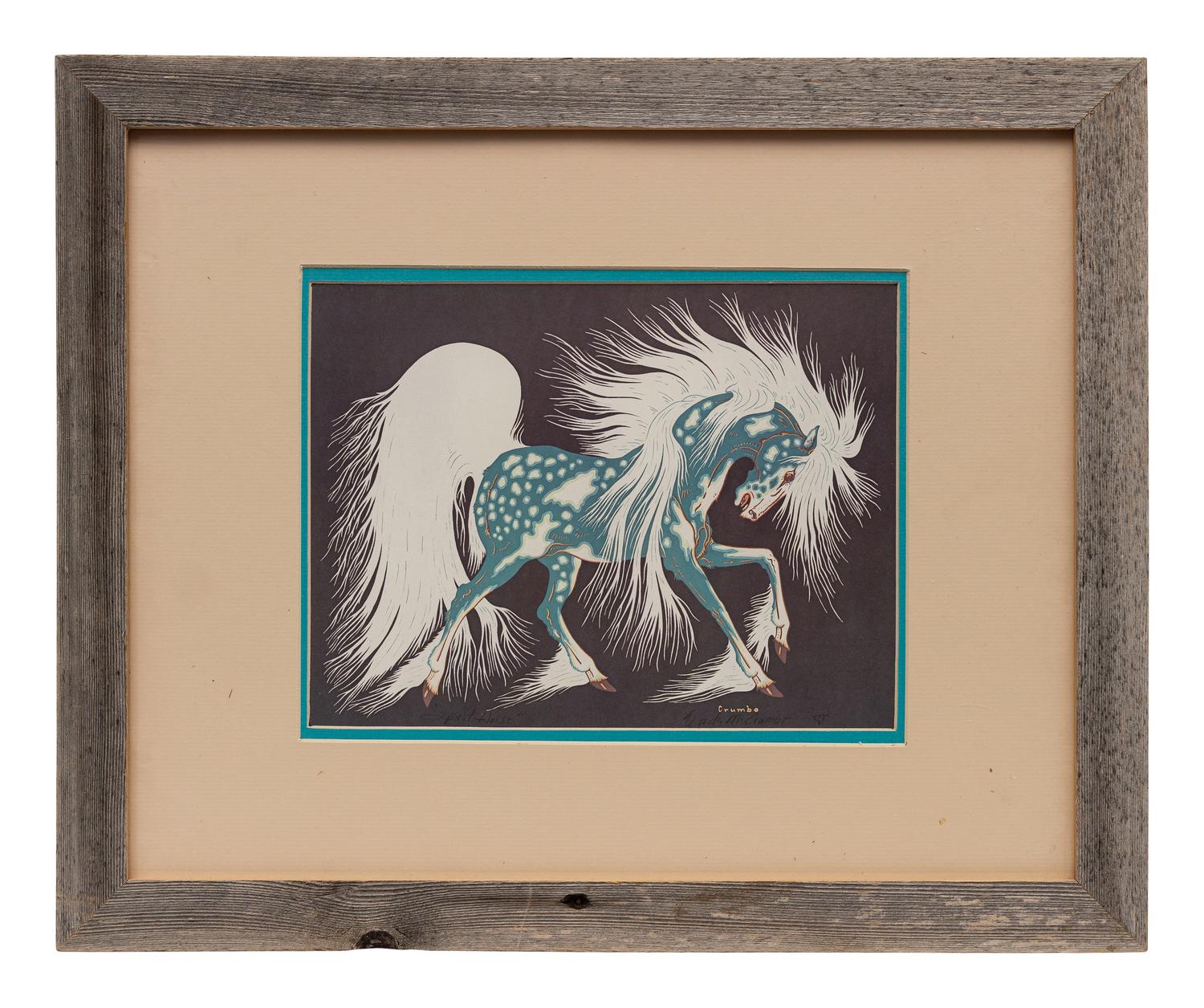 Two Works: Blue Horse and Deer Pair