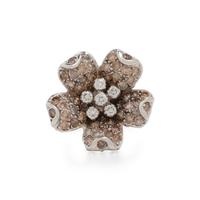 DIAMOND AND COLORED DIAMOND FLOWER RING