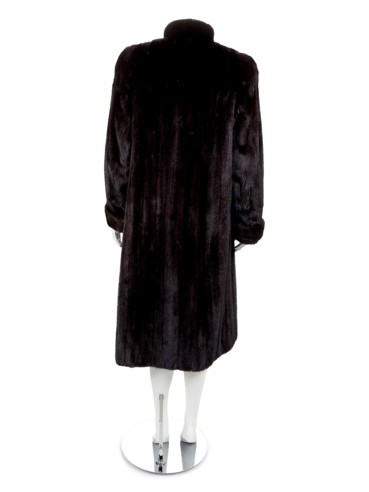 A Mahogany Full Length Mink Coat with Rolled Cuffs, 1980's