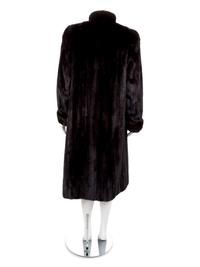 A Mahogany Full Length Mink Coat with Rolled Cuffs, 1980's