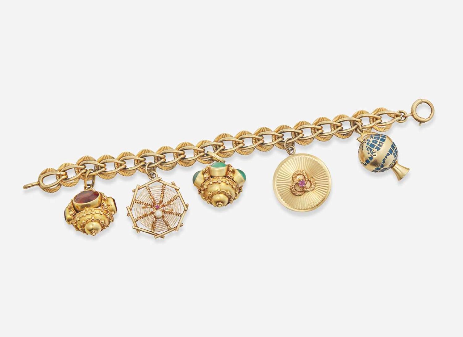 A 14K Yellow Gold Charm Bracelet