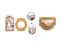 Four French Enamel-on-Copper Decorated Articles