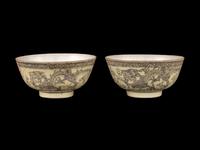 A Pair of Chinese Grisaille Enameled Porcelain Bowls