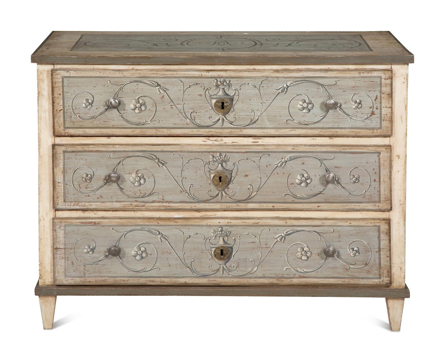 A North European Painted Chest of Drawers