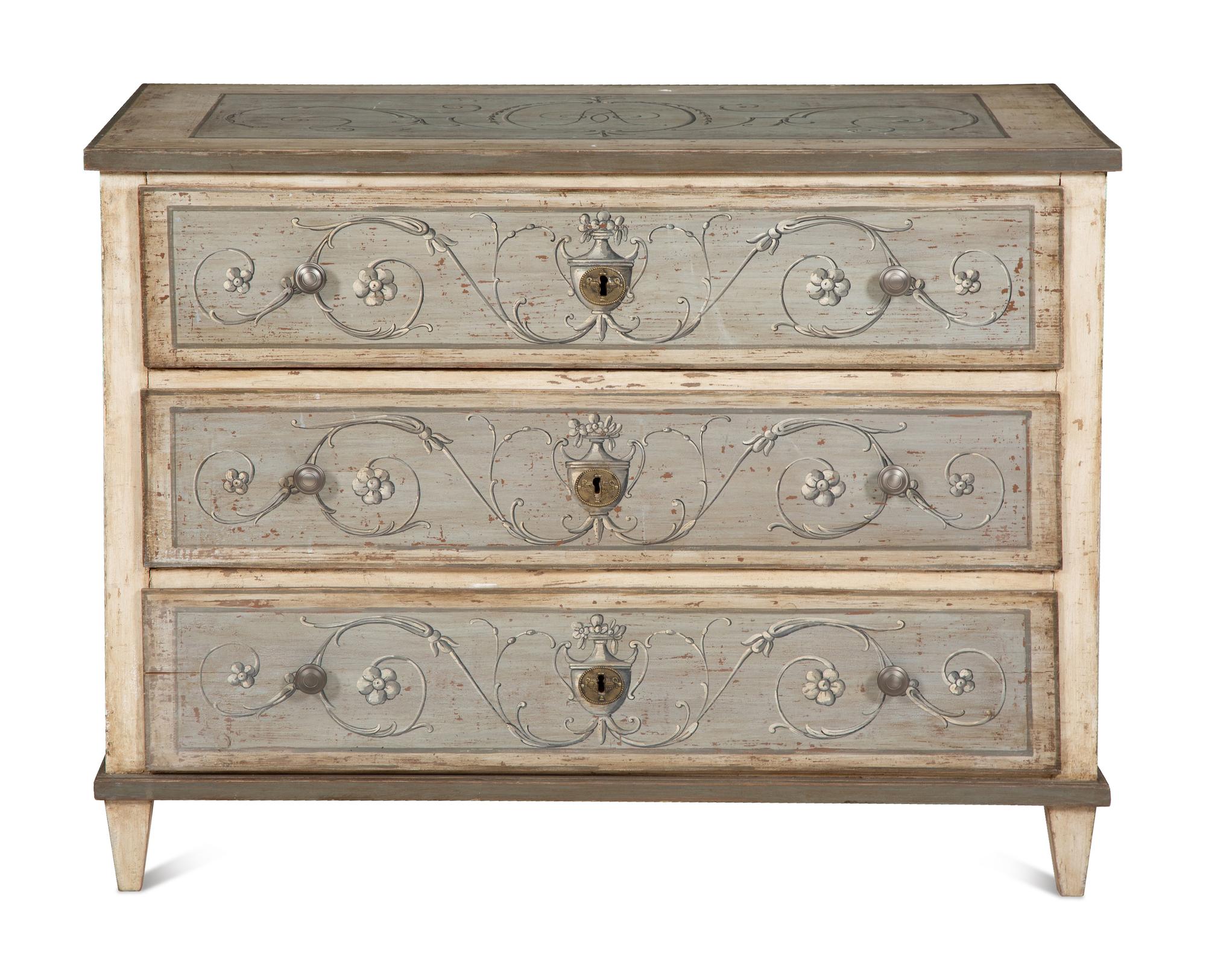 A North European Painted Chest of Drawers