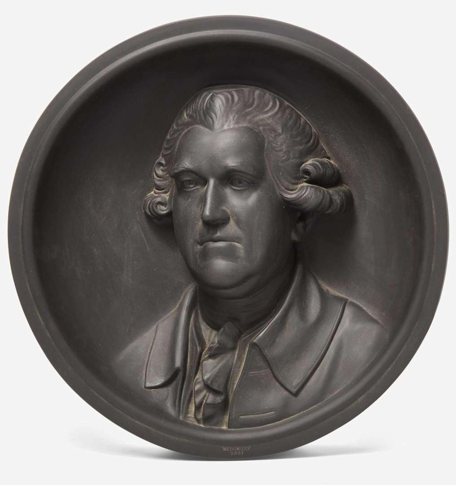 A Wedgwood Black Basalt Relief Roundel of Josiah Wedgwood UK, 2000s
