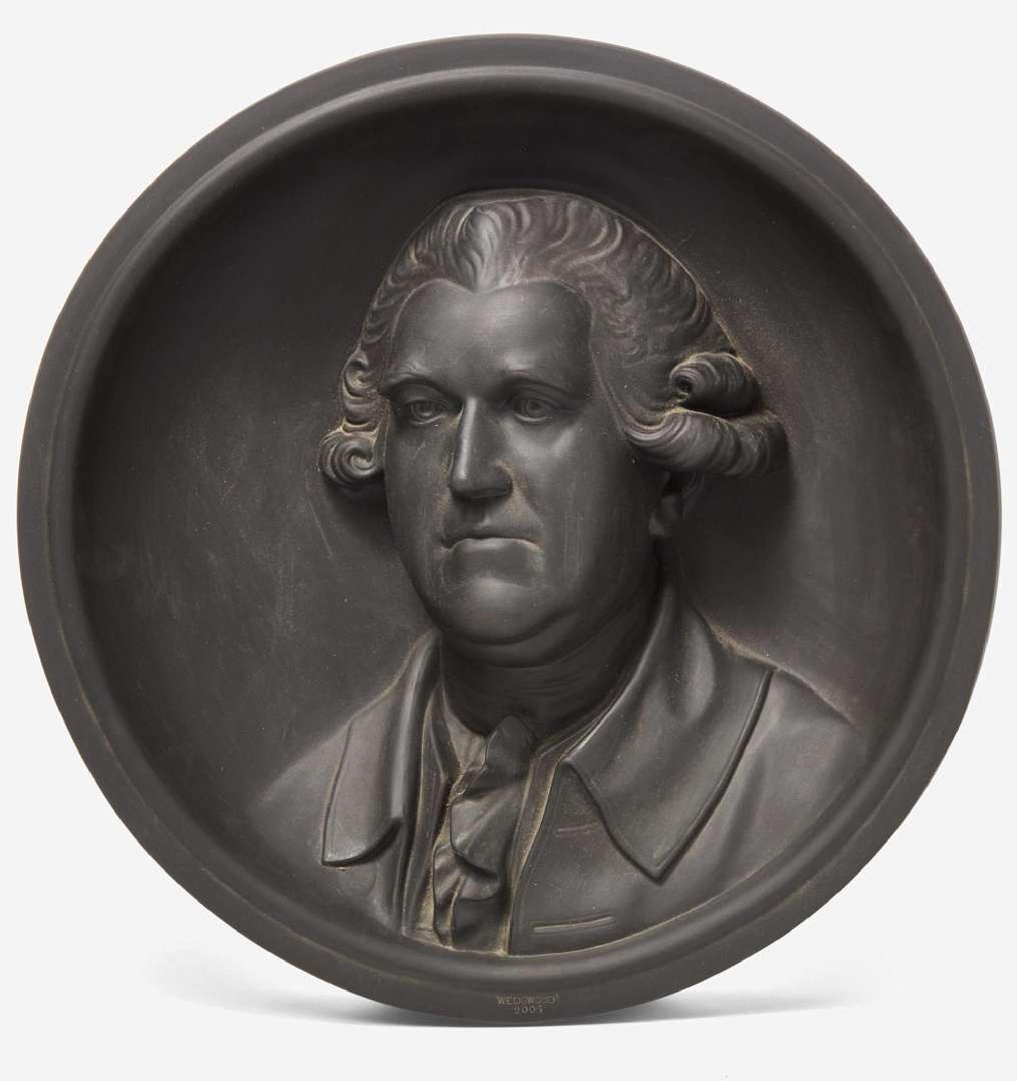 A Wedgwood Black Basalt Relief Roundel of Josiah Wedgwood UK, 2000s