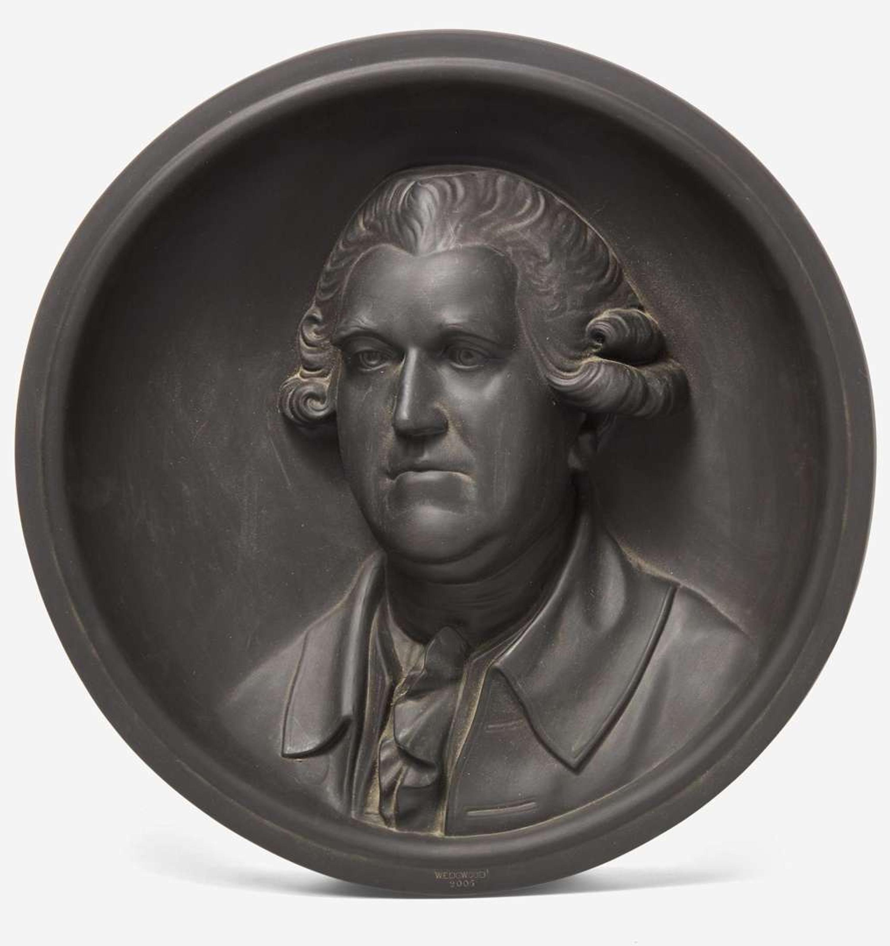 A Wedgwood Black Basalt Relief Roundel of Josiah Wedgwood UK, 2000s
