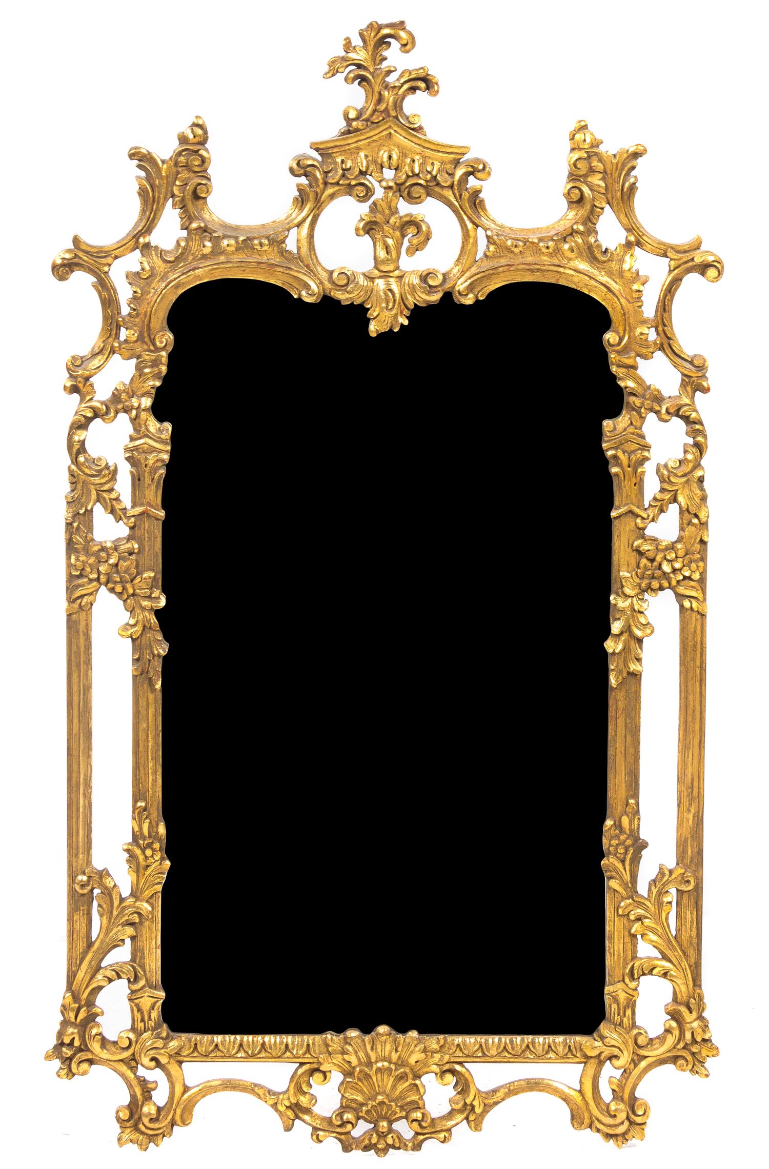 An Italian Giltwood Mirror, Height 50 x width 30 inches.