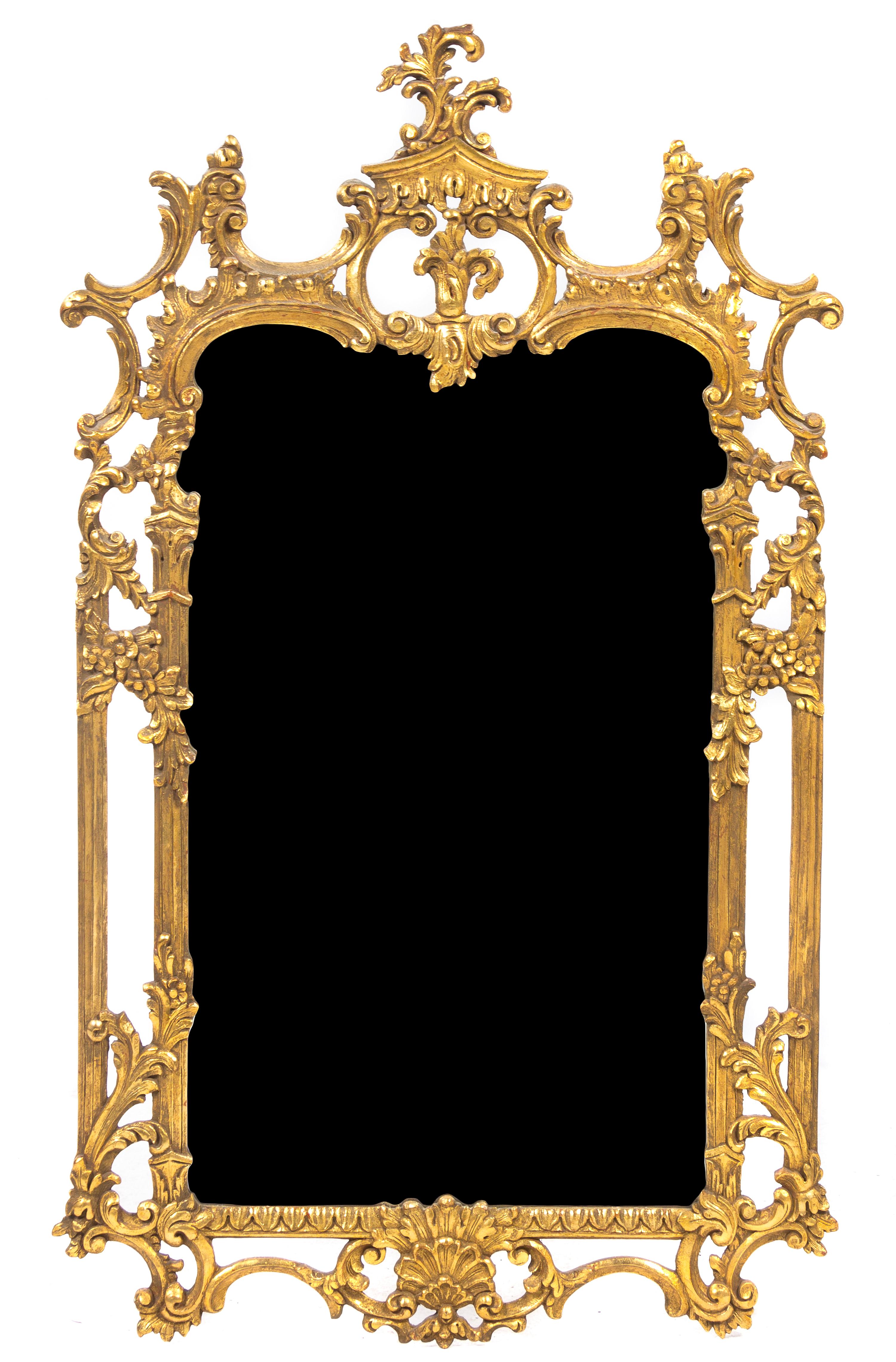An Italian Giltwood Mirror, Height 50 x width 30 inches.
