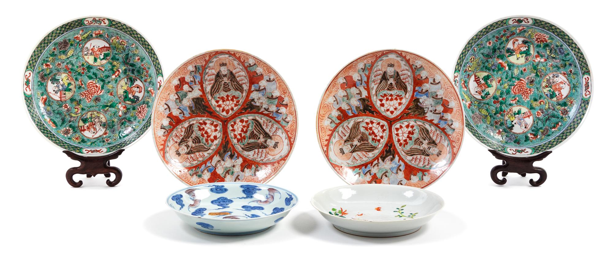 Six Porcelain Plates Diameter of largest 9 1/4 inches. — 18TH-19TH CENTURY