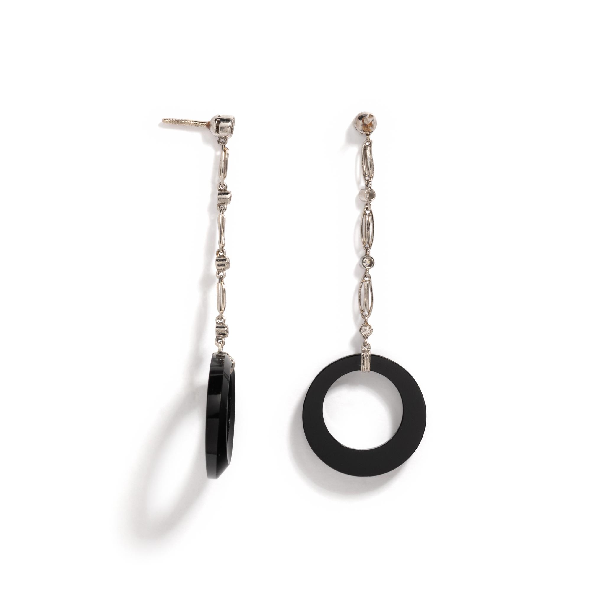 DIAMOND AND ONYX EARRINGS