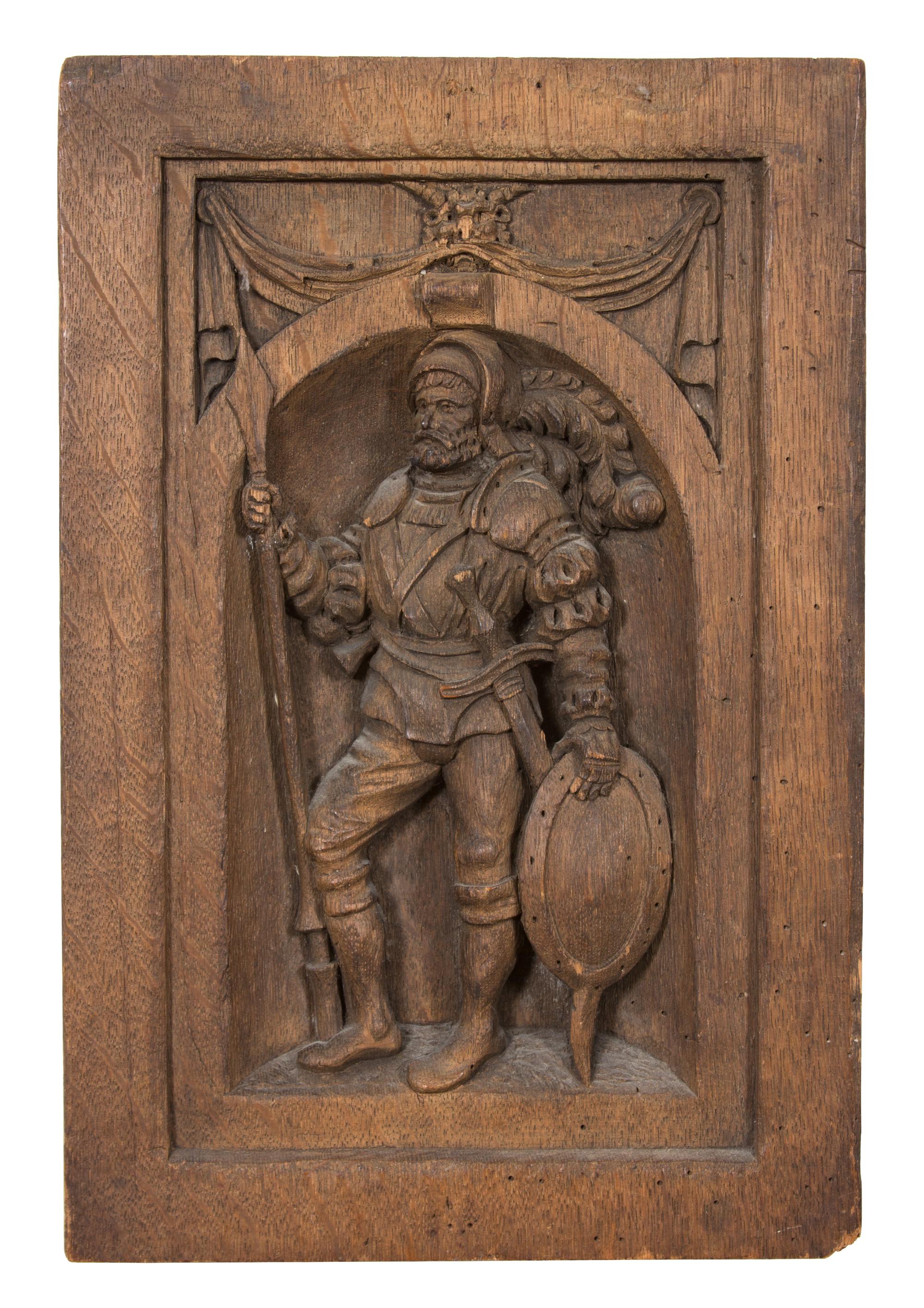 A Pair of Continental Carved Oak Panels 16 1/2 x 11 inches. — 19TH CENTURY
