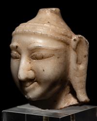 Three Indian White Marble Heads of Deities