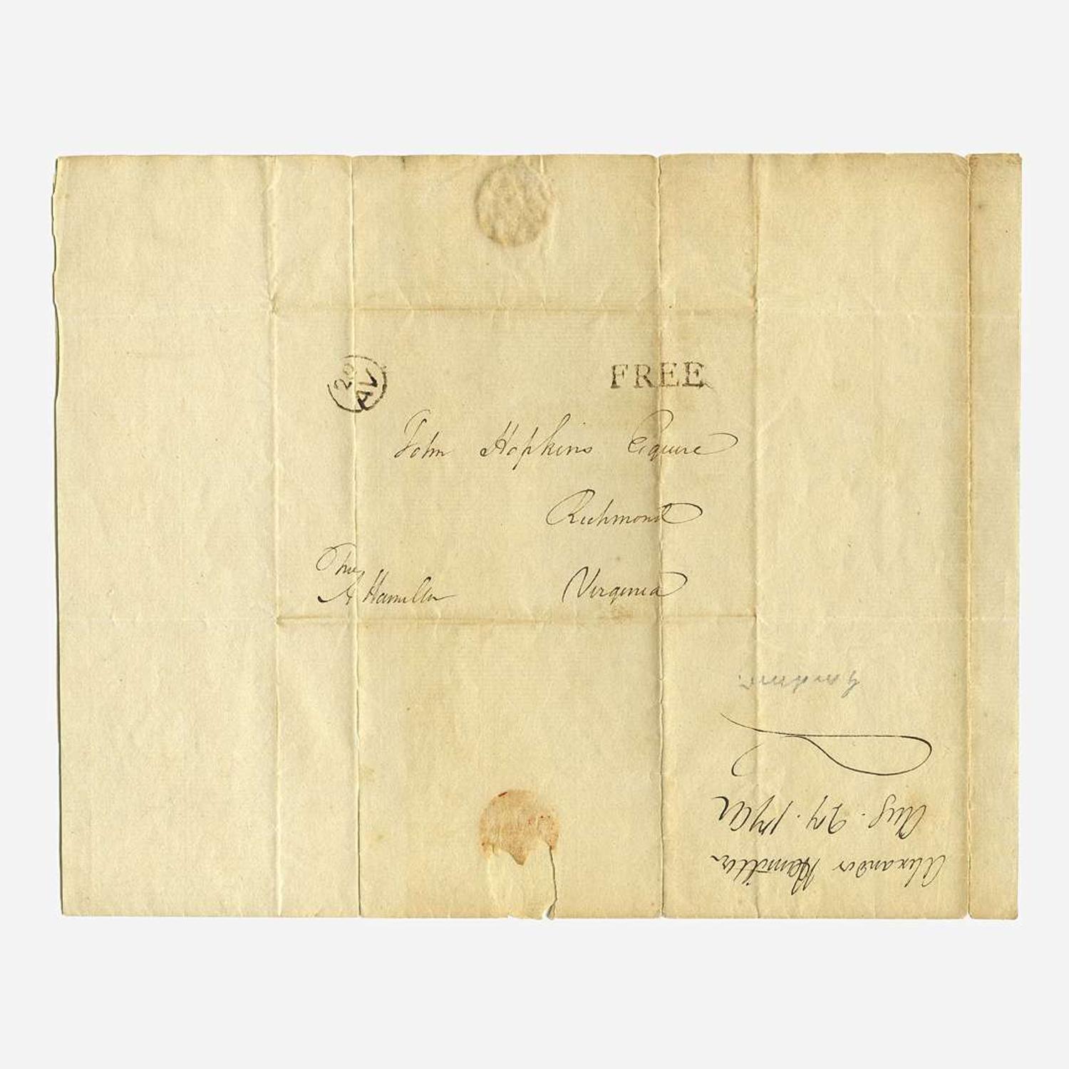 [Hamilton, Alexander] [First Bank of the United States] Autograph Letter, signed