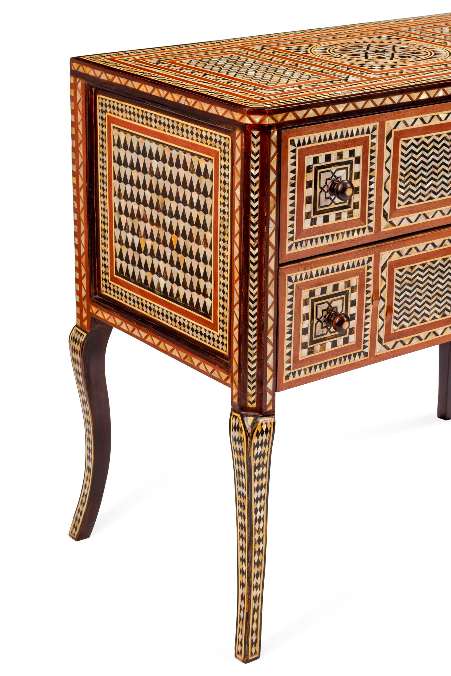 A Pair of Moorish Style Mother-of-Pearl Inlaid Commodes