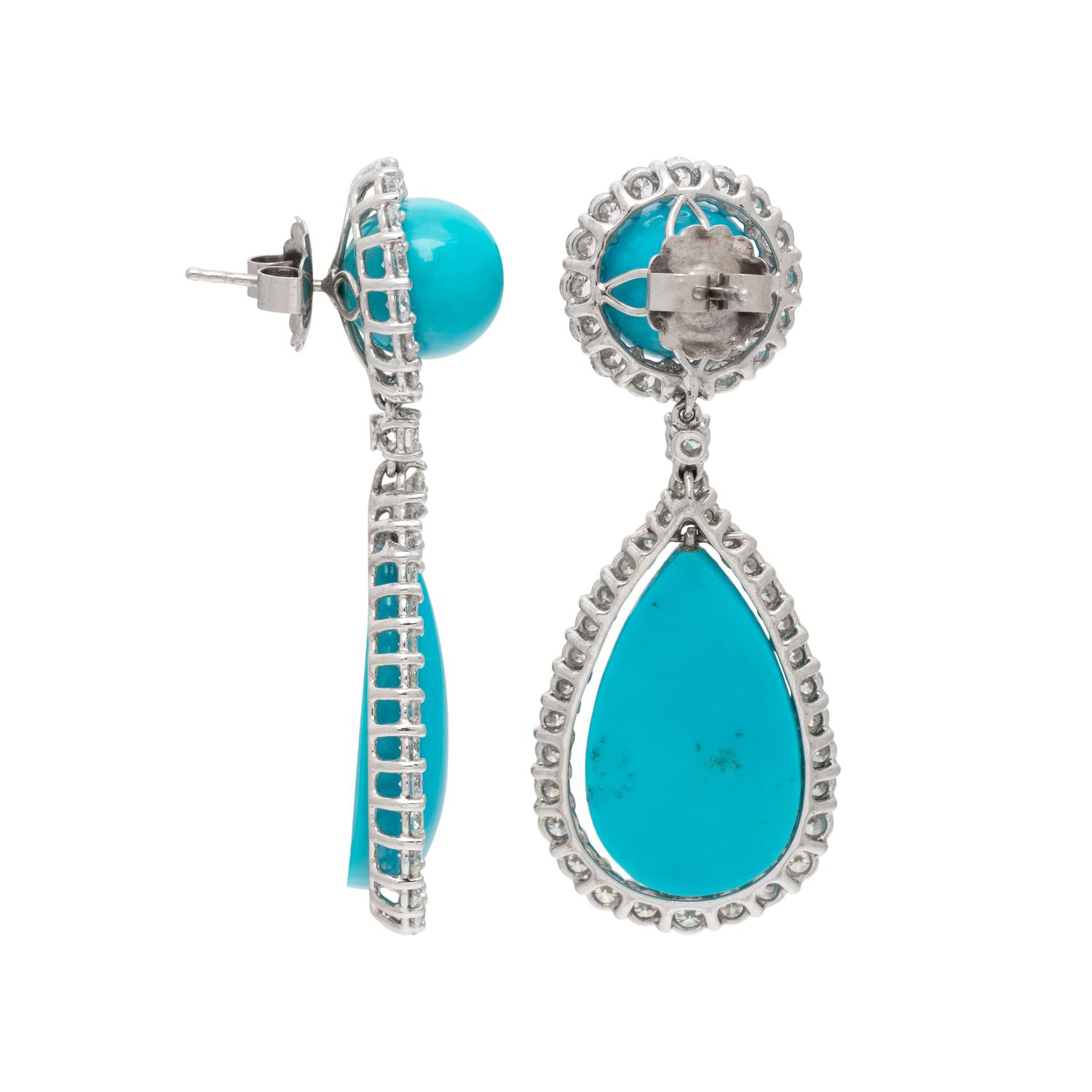 TURQUOISE AND DIAMOND EARRINGS