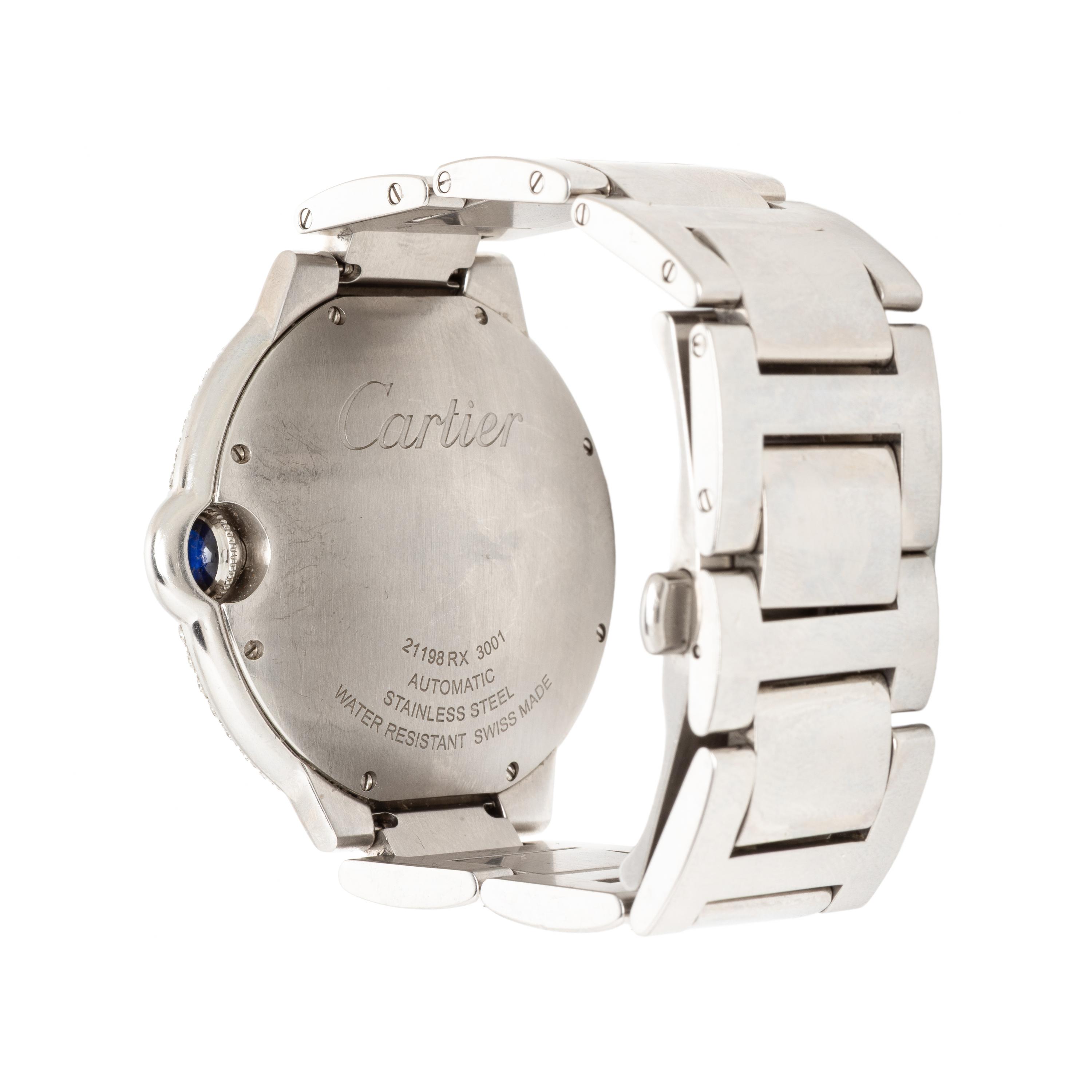 Cartier, Ref. 3001, Stainless Steel 'Ballon Bleu' Watch with Diamond Bezel