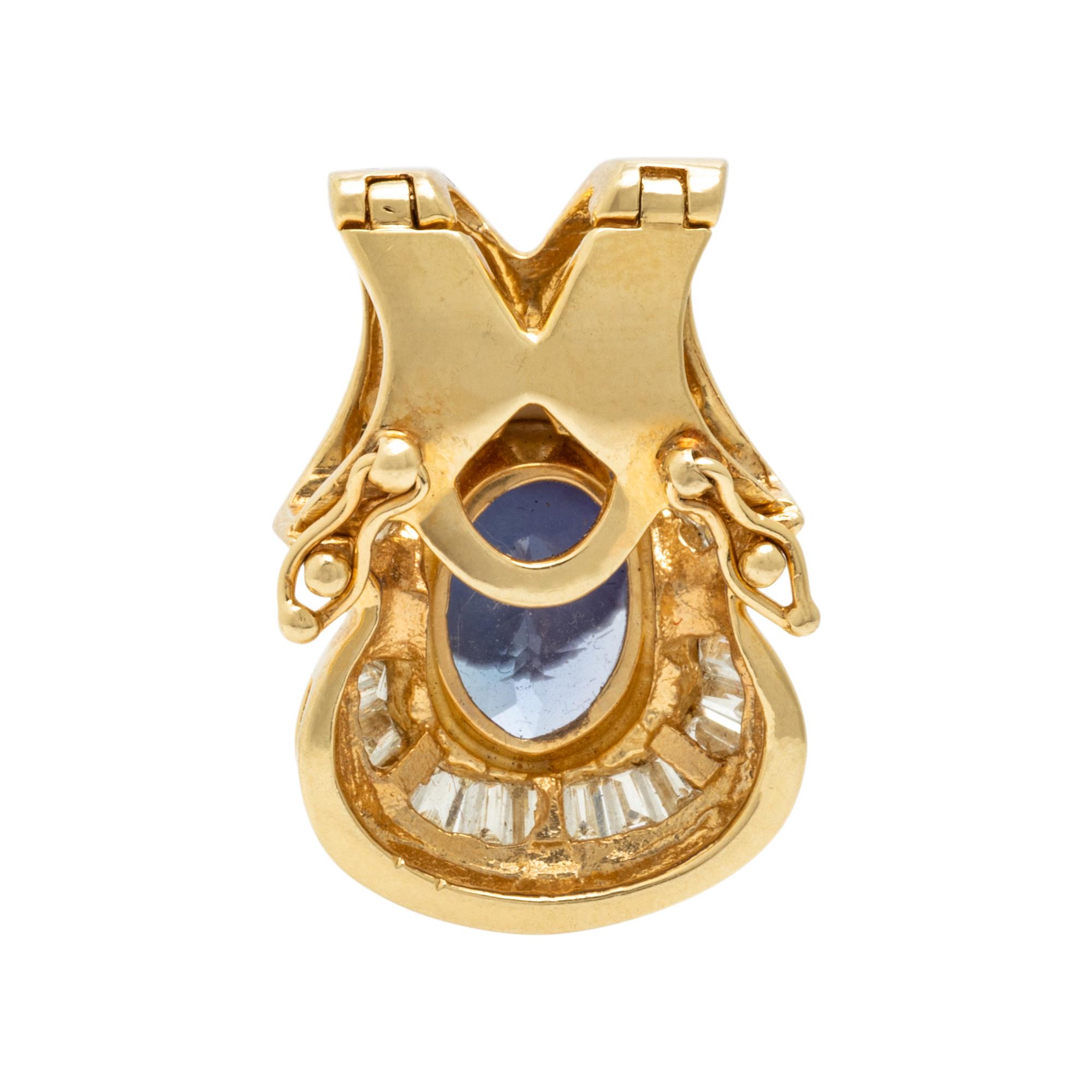 Tanzanite, Diamond, and Yellow Gold Ring and Enhancer Pendant