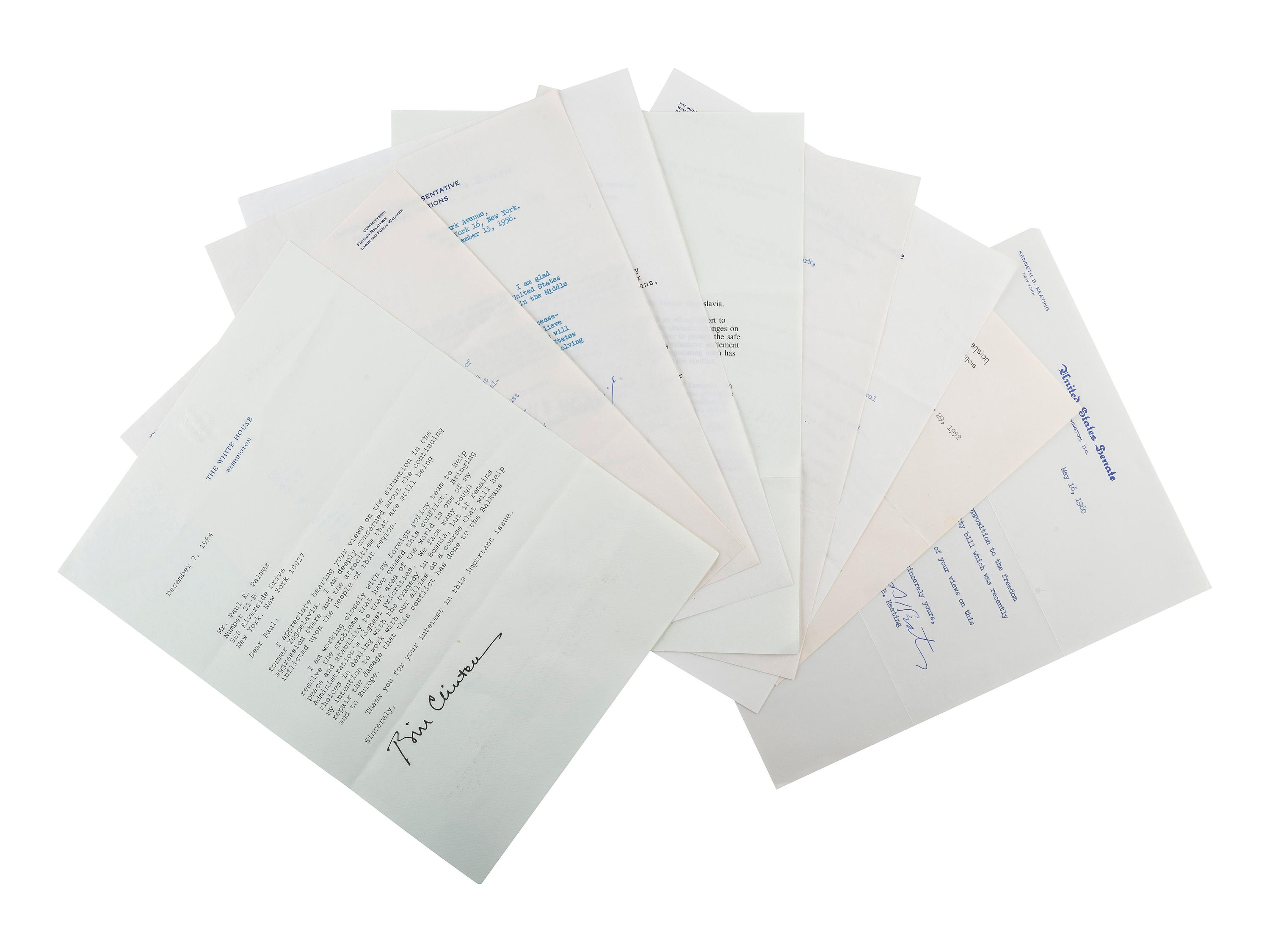 [POLITICS]. Collection of typed letters signed by political figures including Bill CLINTON.