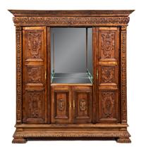 A Flemish Carved Oak Cabinet Height 84 x width 78 x depth 22 inches. — 19TH CENTURY AND LATER