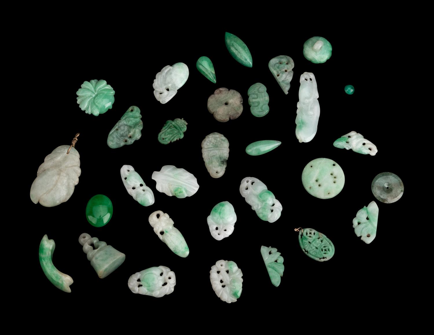 A Group of Chinese Jadeite Jewelry Pieces