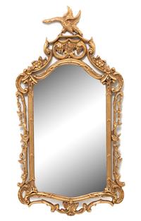 A George II Style Carved Giltwood Mirror Height 52 x width 26 3/4 inches.