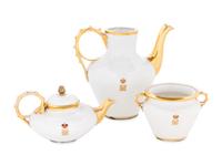 A Russian Porcelain Three-Piece Tea and Coffee Service