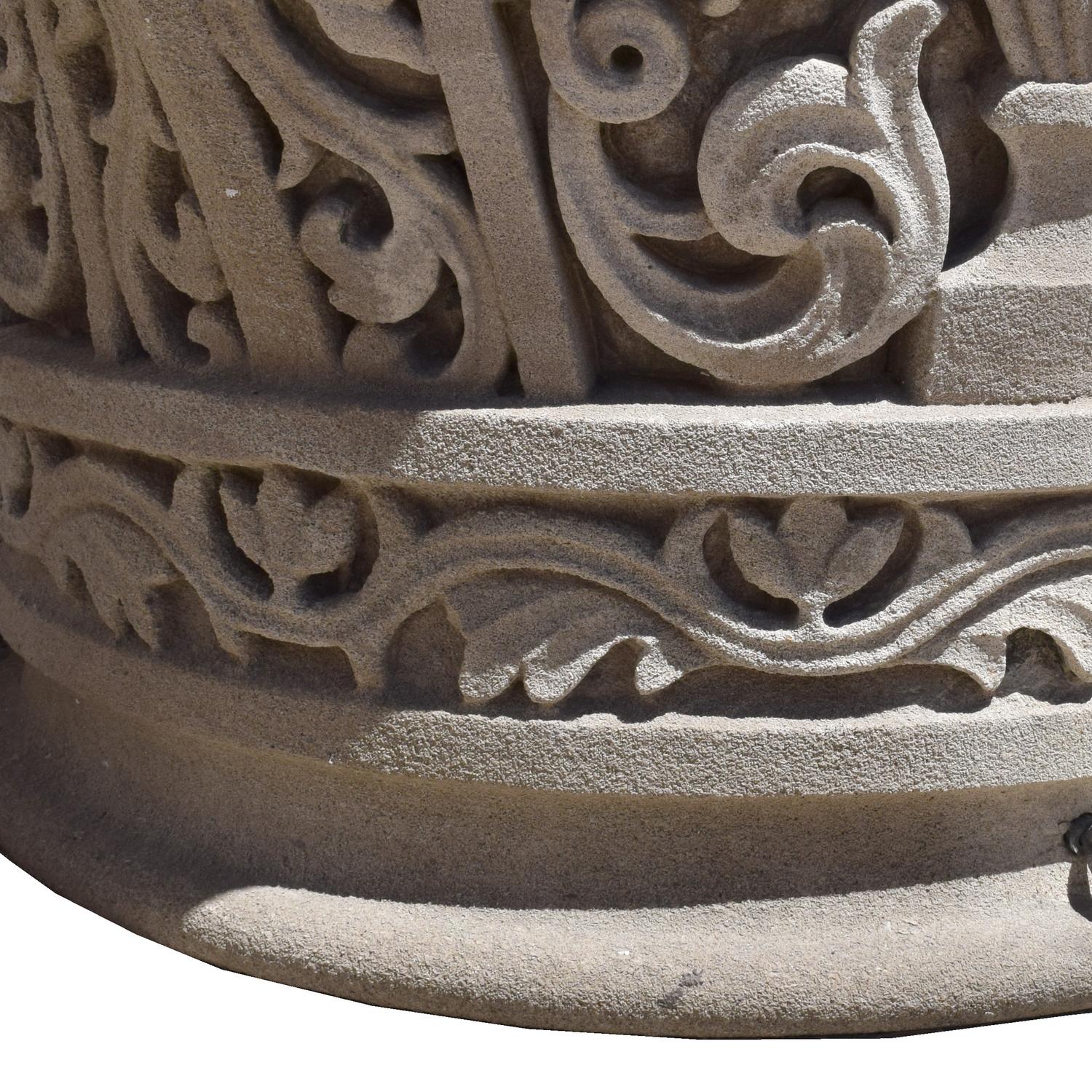 A Pair of American Carved Limestone Capitals 36" W x 25.5" D x 29.5" H — United States, Circa 1920