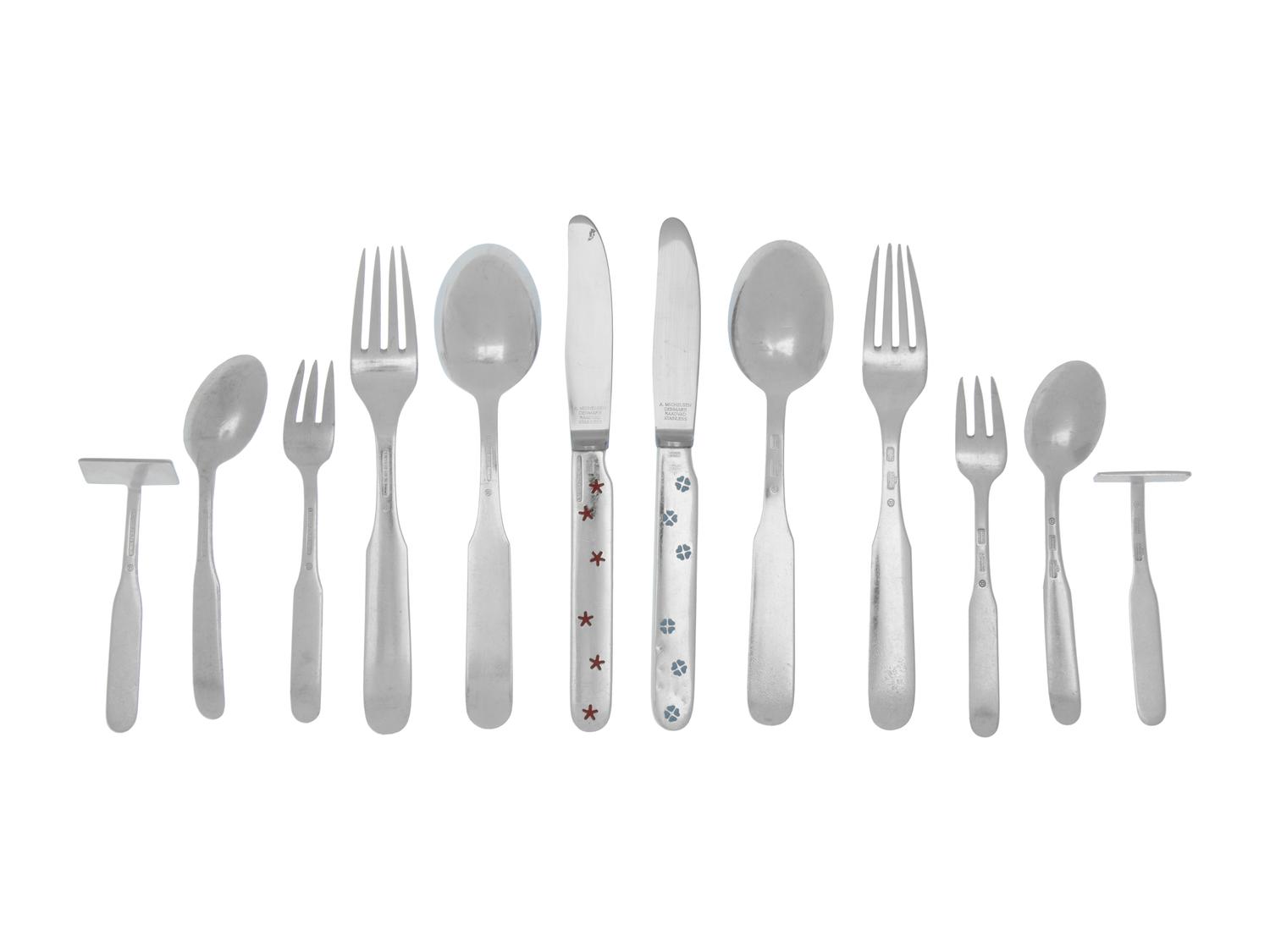 Two Danish Silver and Enamel Child's Cutlery Sets