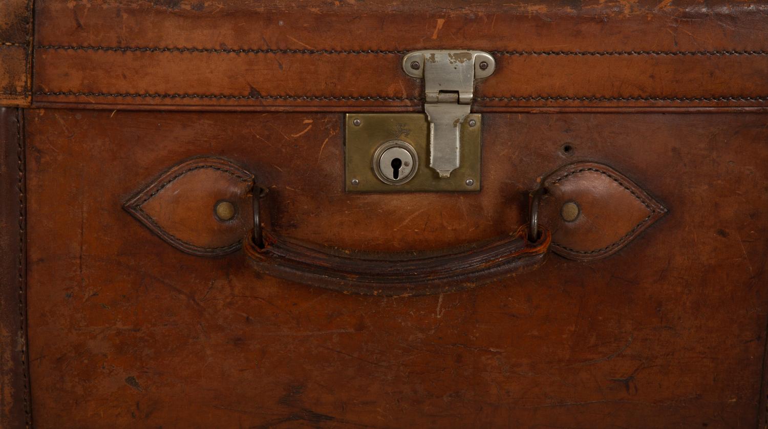 Two English Leather Luggage Cases with the Royal Cipher of George V