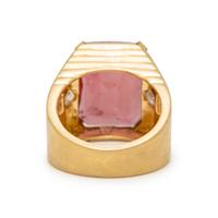 PINK TOURMALINE, DIAMOND, AND YELLOW GOLD RING