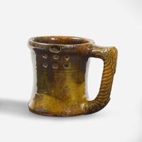 George Ohr (American, 1857-1918) Puzzle Mug and Mold, USA, circa 1898-1910