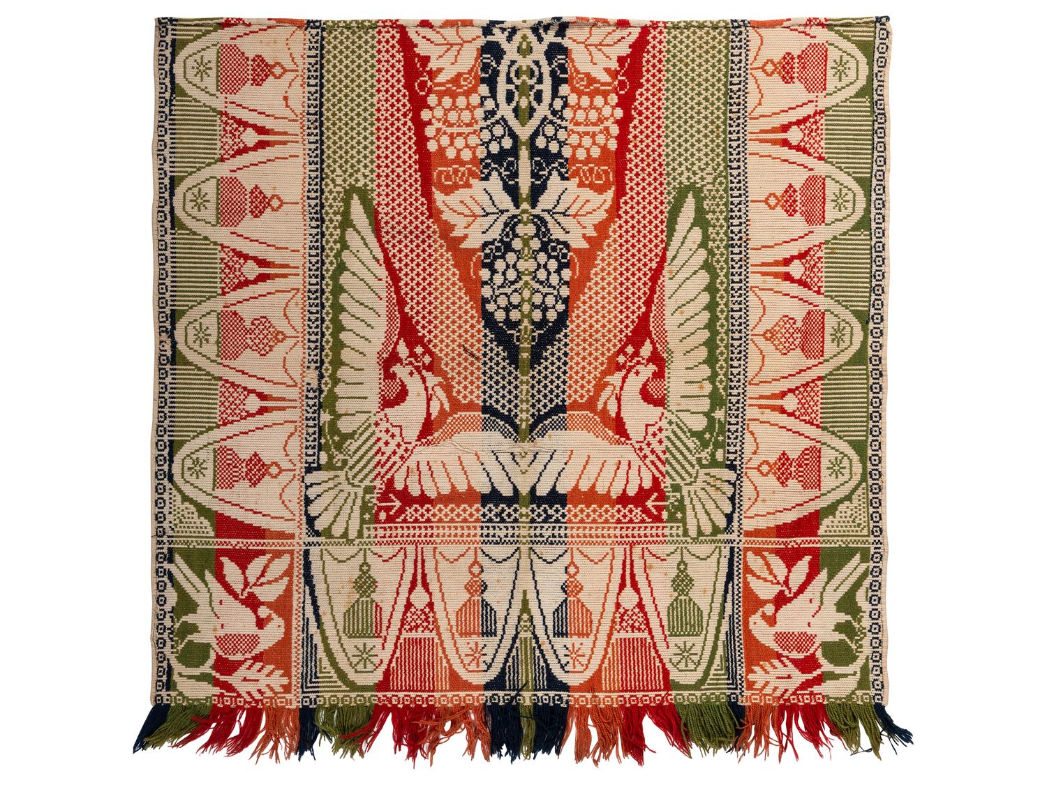 A Child's Eagle and Shield Pattern Jacquard Coverlet