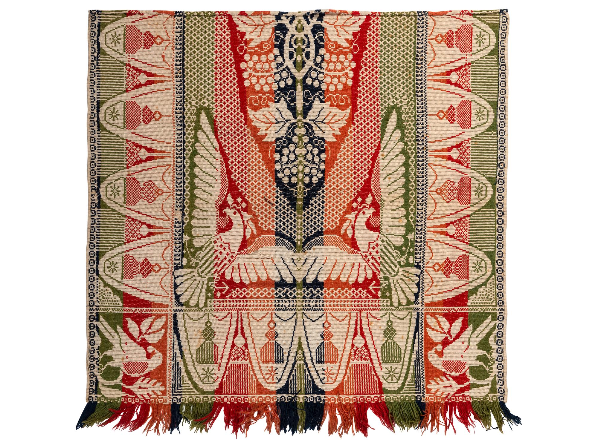 A Child's Eagle and Shield Pattern Jacquard Coverlet