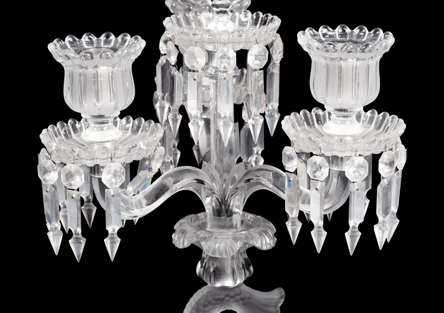 A Baccarat Dauphin Three-Light Candelabrum