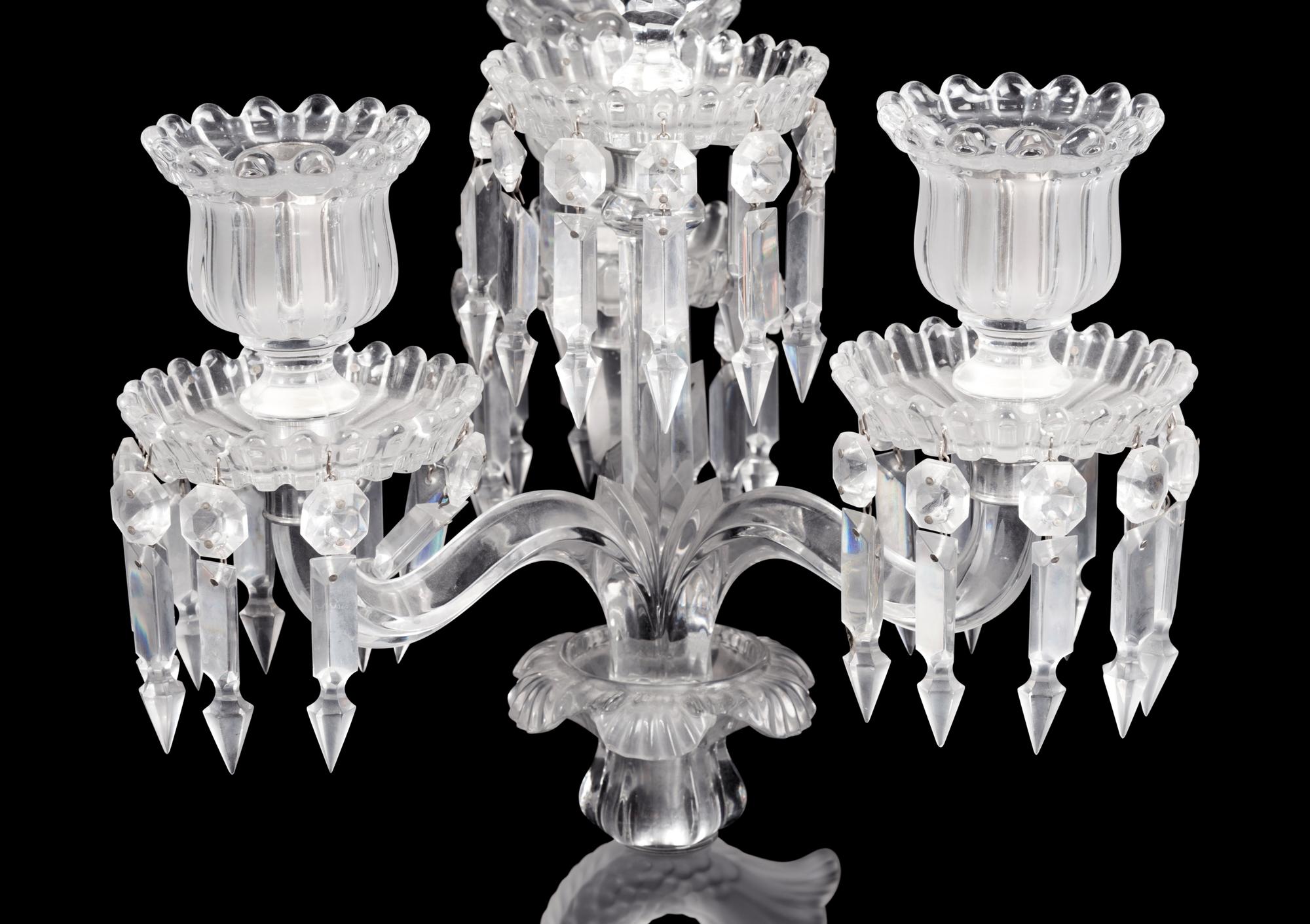 A Baccarat Dauphin Three-Light Candelabrum