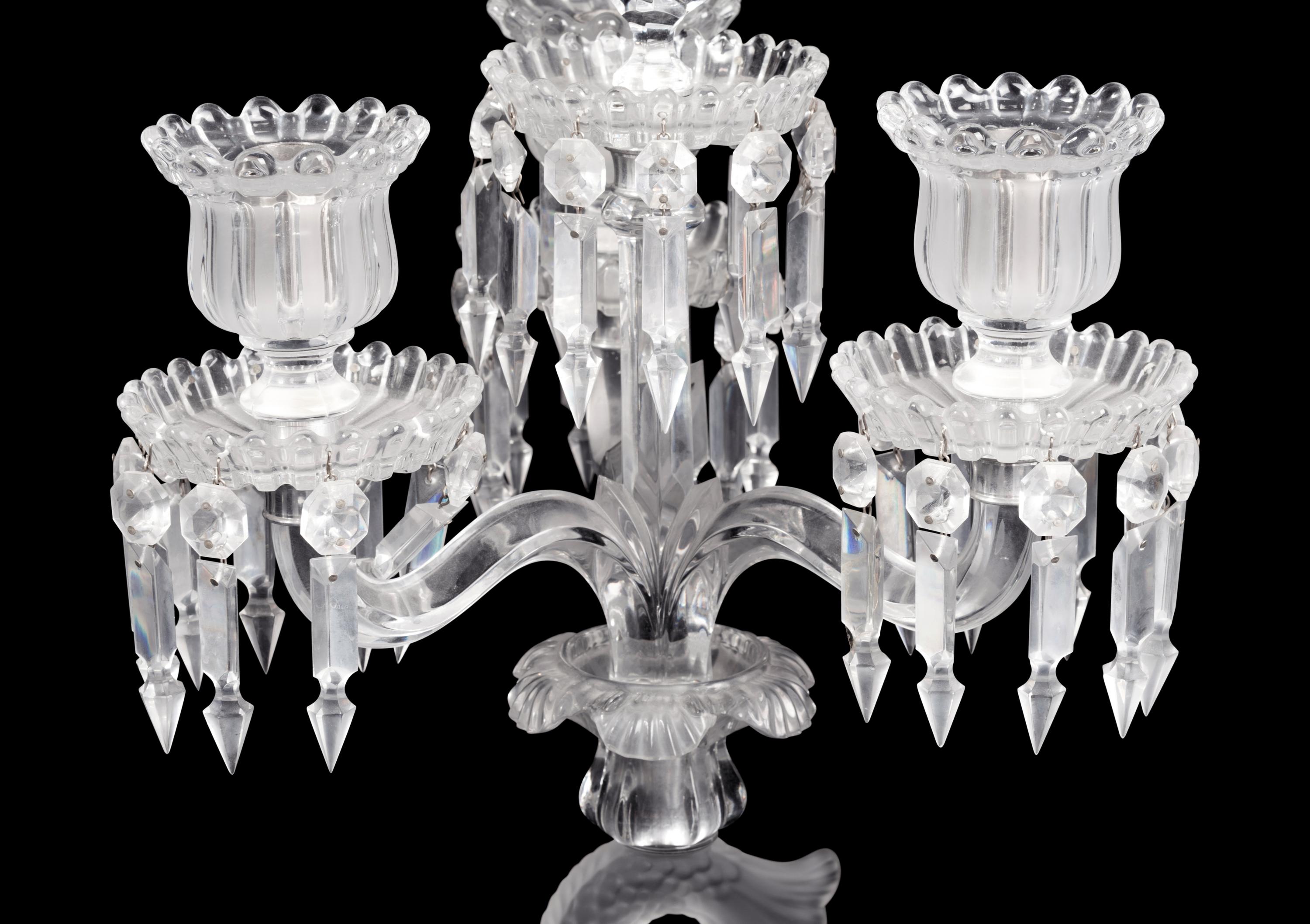 A Baccarat Dauphin Three-Light Candelabrum