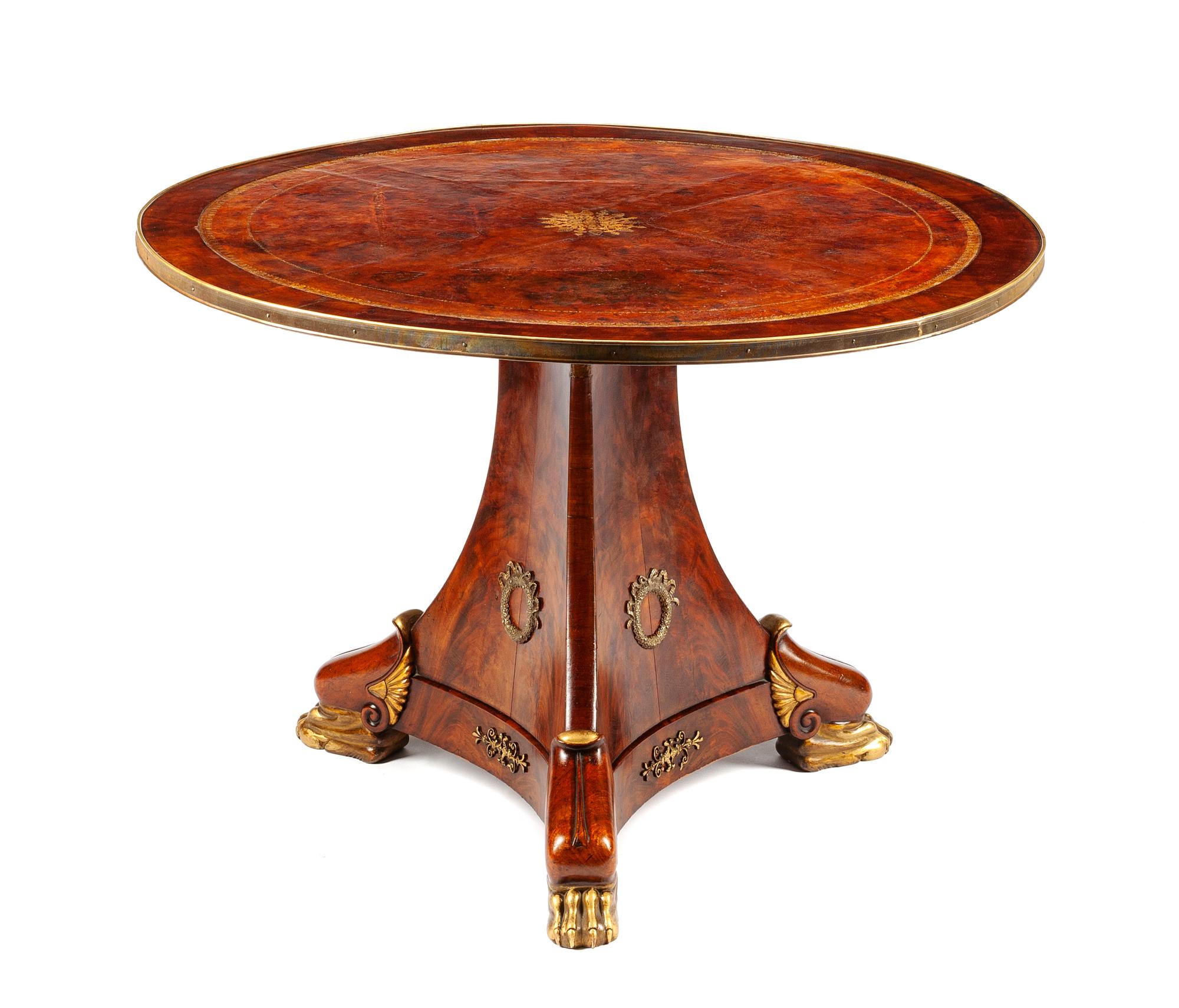 An Empire Gilt Bronze Mounted Mahogany Gueridon