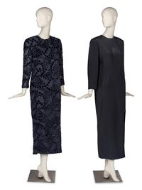 Two Designer Dresses with Two Brooches and Two Necklaces