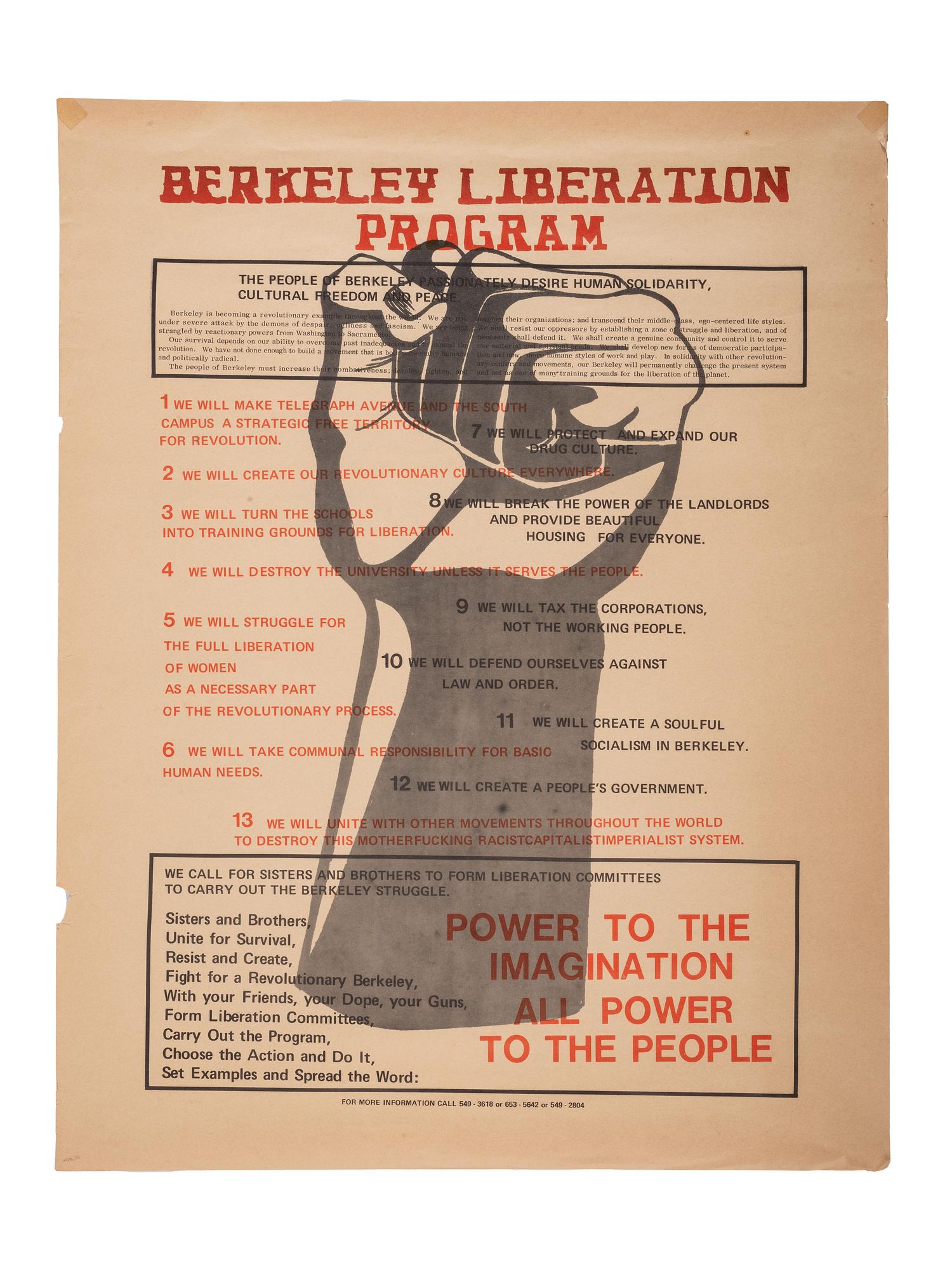 [CIVIL RIGHTS]. Berkeley Liberation Program . [Berkeley, CA]: N.p., [1969].