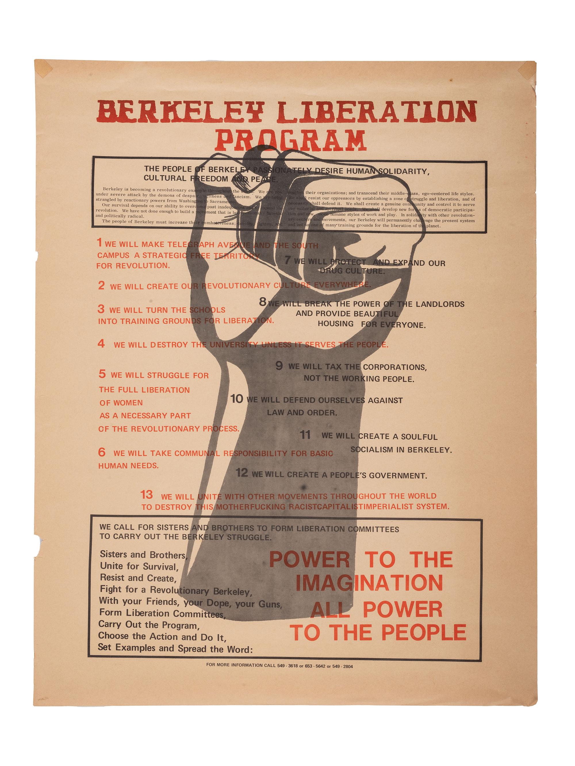 [CIVIL RIGHTS]. Berkeley Liberation Program . [Berkeley, CA]: N.p., [1969].