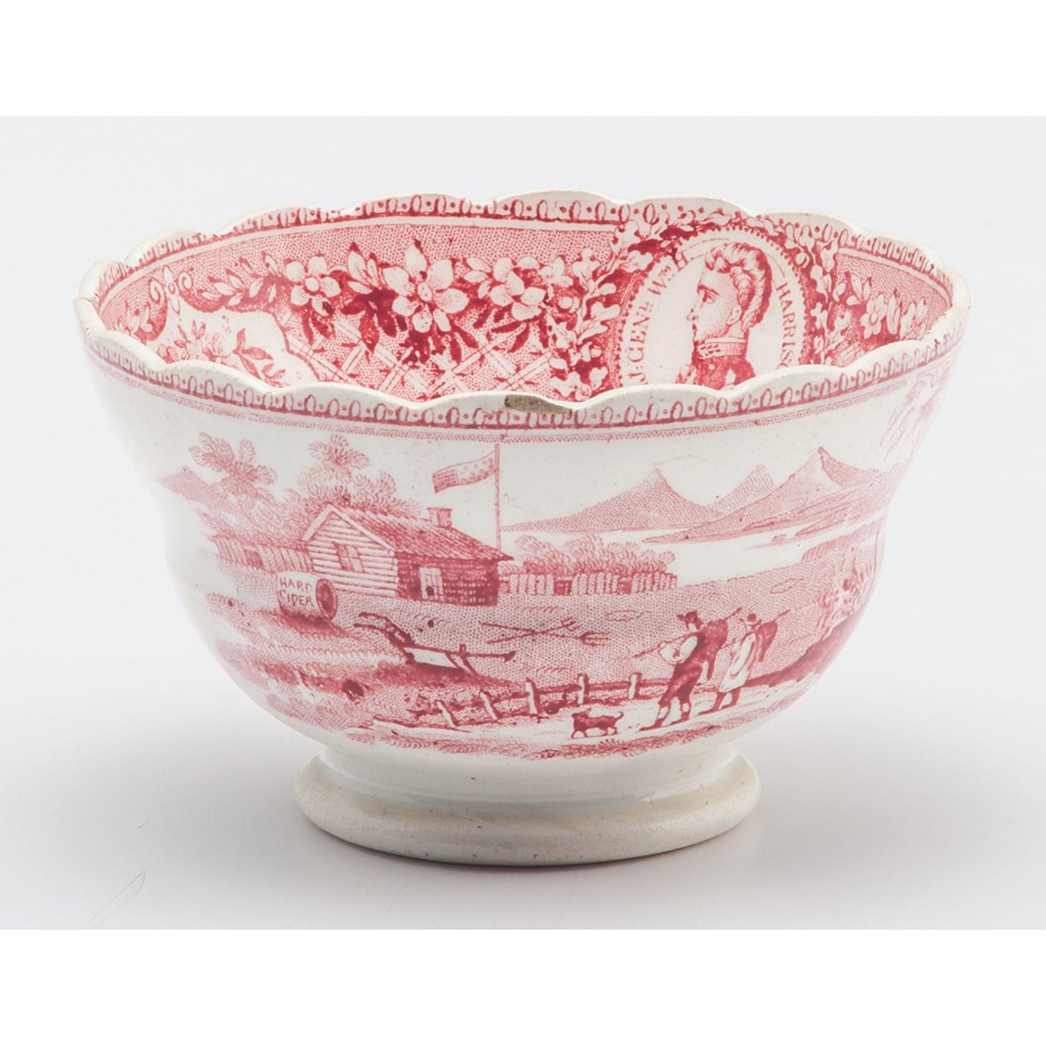 William Henry Harrison, 1840 Log Cabin Pattern Cup & Saucer