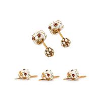 DAVID WEBB, YELLOW GOLD AND ENAMEL LION'S HEAD DRESS SET
